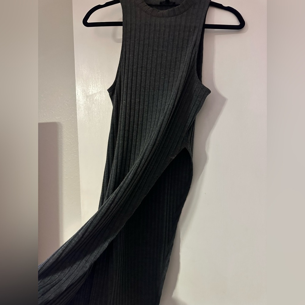 Express Gray Sleeveless Asymmetrical Knit Tank Top